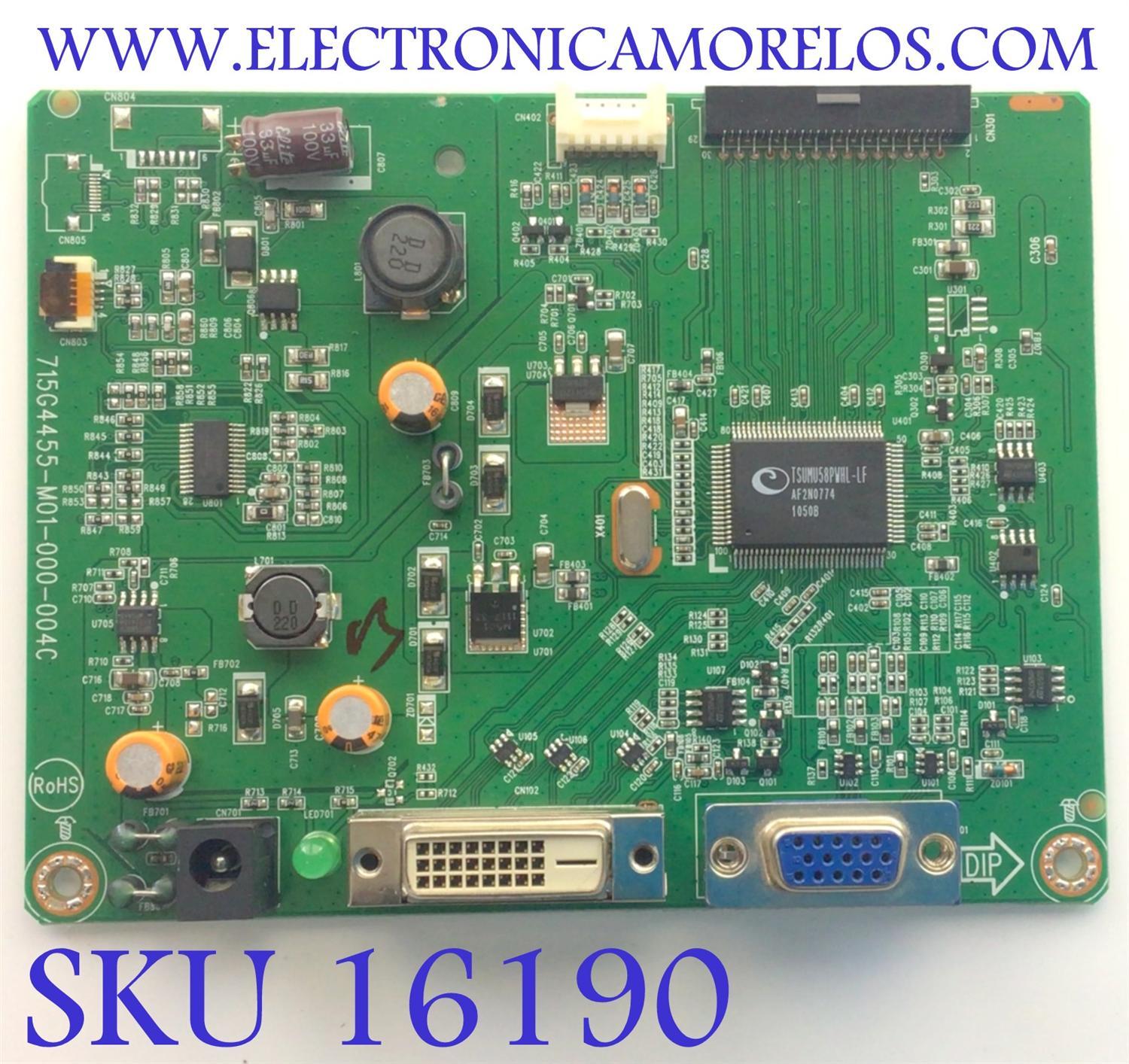 MAIN PARA MONITOR HP / NUMERO DE PARTE GHACBHP025 / 715G4455-M01-000-004C  / 1743265M0816 / PANEL LM200WD3 (TL)(A1) / MODELO HSTND-3131-A / MODELO 20''